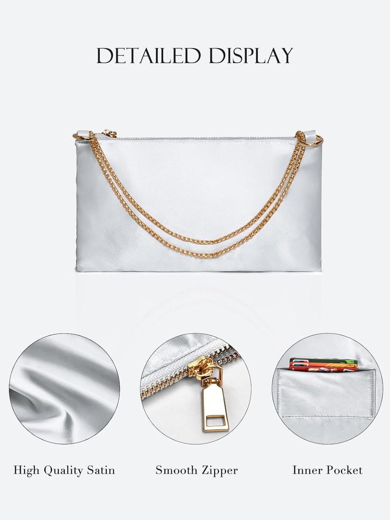 oscaurt Women's Evening Handbag Satin Shoulder Bag Purse for Prom Engagement Cocktail Party Wedding - Image 3